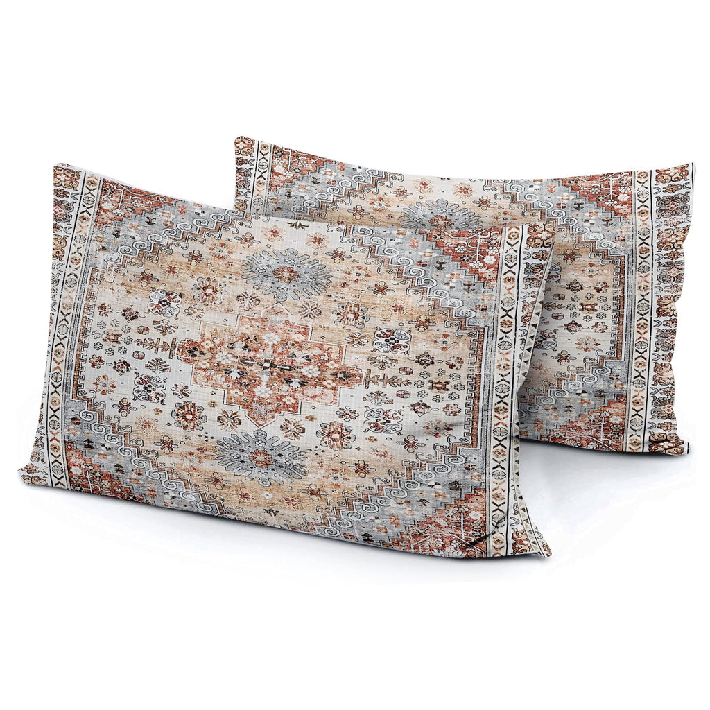 Boho Throw Pillow Covers 18x18 inch Set of 2,Soft Pillowcases Bohemia Carpet Printing Pattern Decorative Sofa Living Room Bed Square Pillow Case Cushion Cover-Cream Color