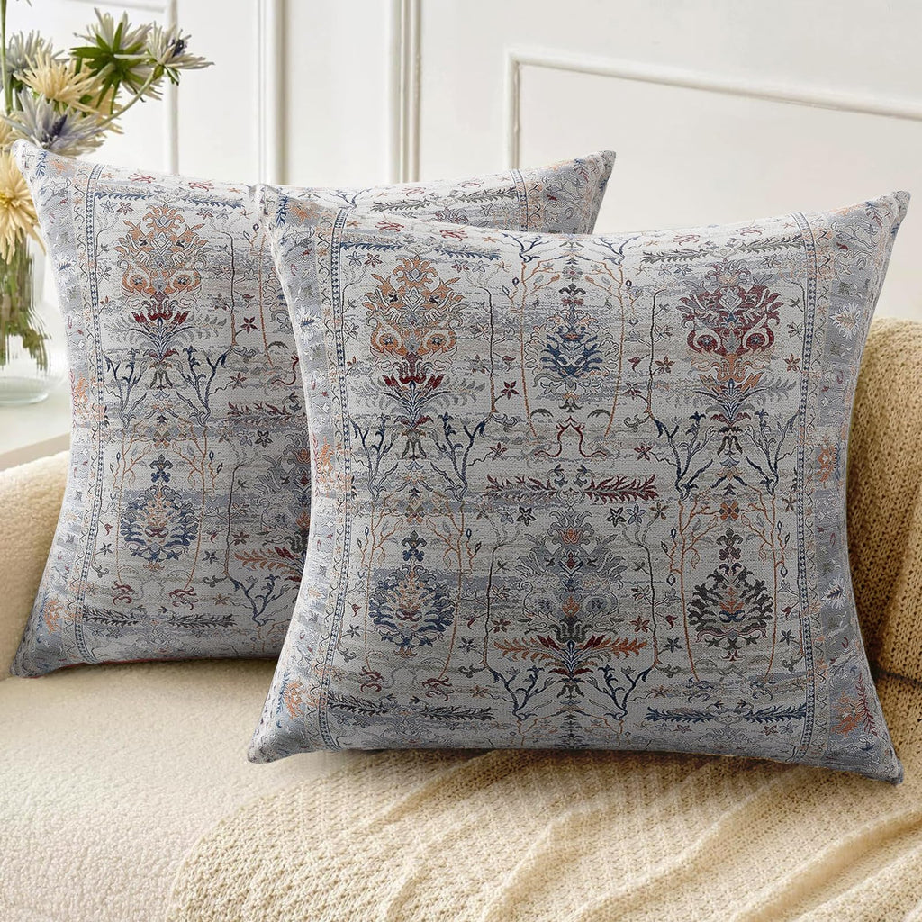 Boho Throw Pillow Covers 18x18 inch Set of 2,Soft Pillowcases Bohemia Carpet Printing Pattern Decorative Sofa Living Room Bed Square Pillow Case Cushion Cover-Cream Color