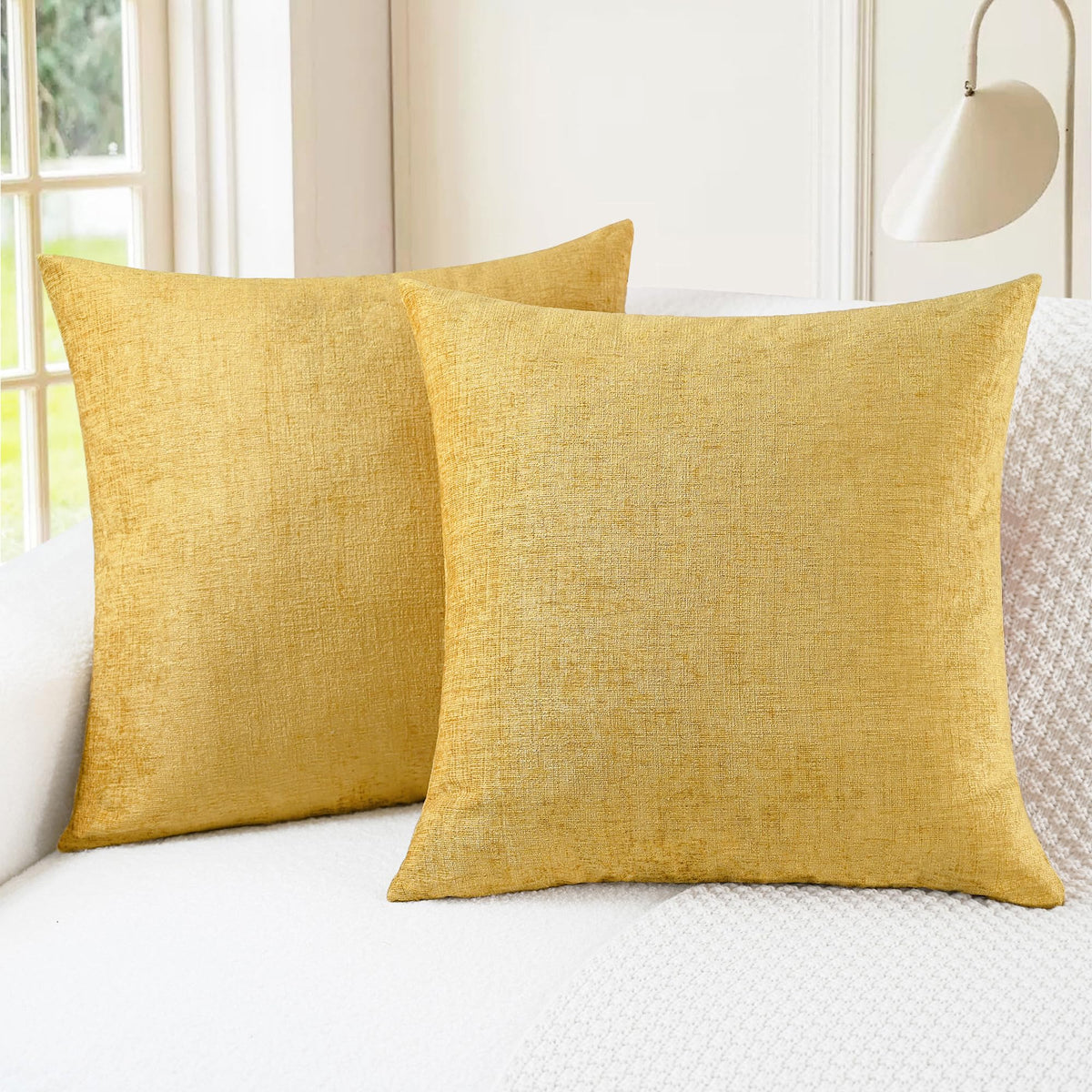 CaliTime Decorative Couch Throw Pillow Covers 18 X 18 Inches Medium Grey