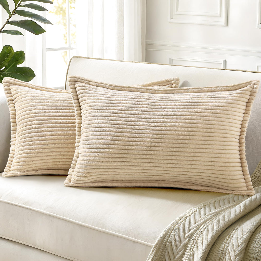 decorUhome Fall Corduroy Navy Blue Throw Pillow Covers 24x24 Set of 2