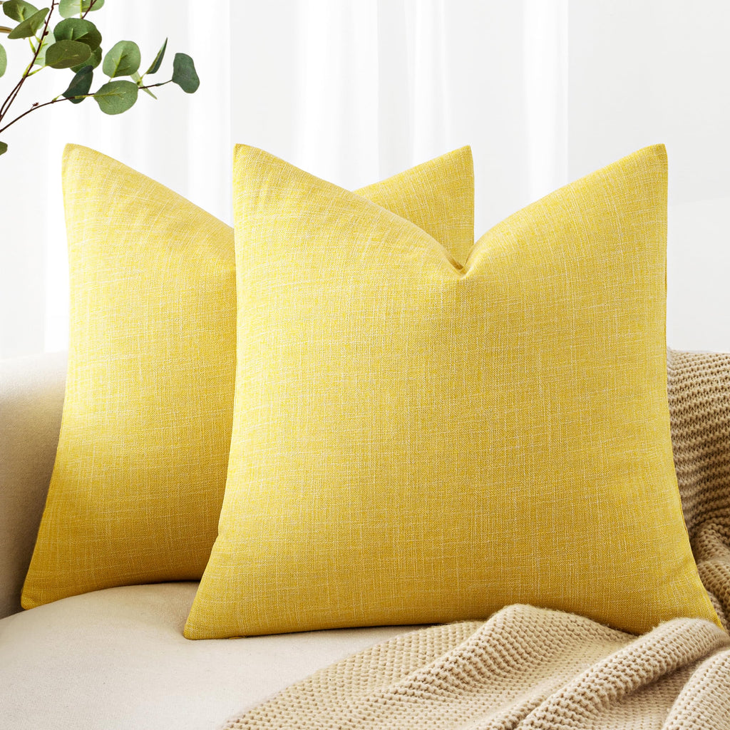 MIULEE Pack of 2 Linen Textured Pillow Covers, 18x18 Inch Light Blue
