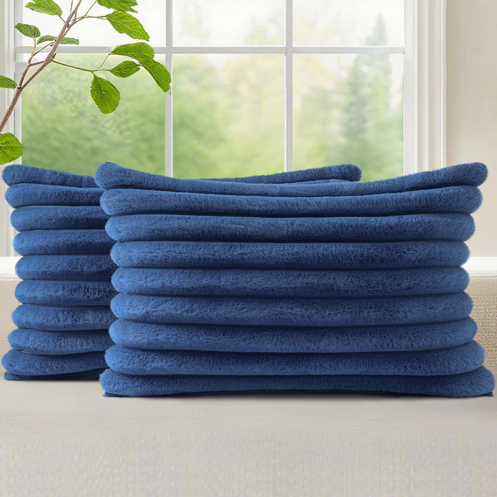 decorUhome Fall Faux Fur Throw Pillow Covers 18x18 Set of 2 Rust