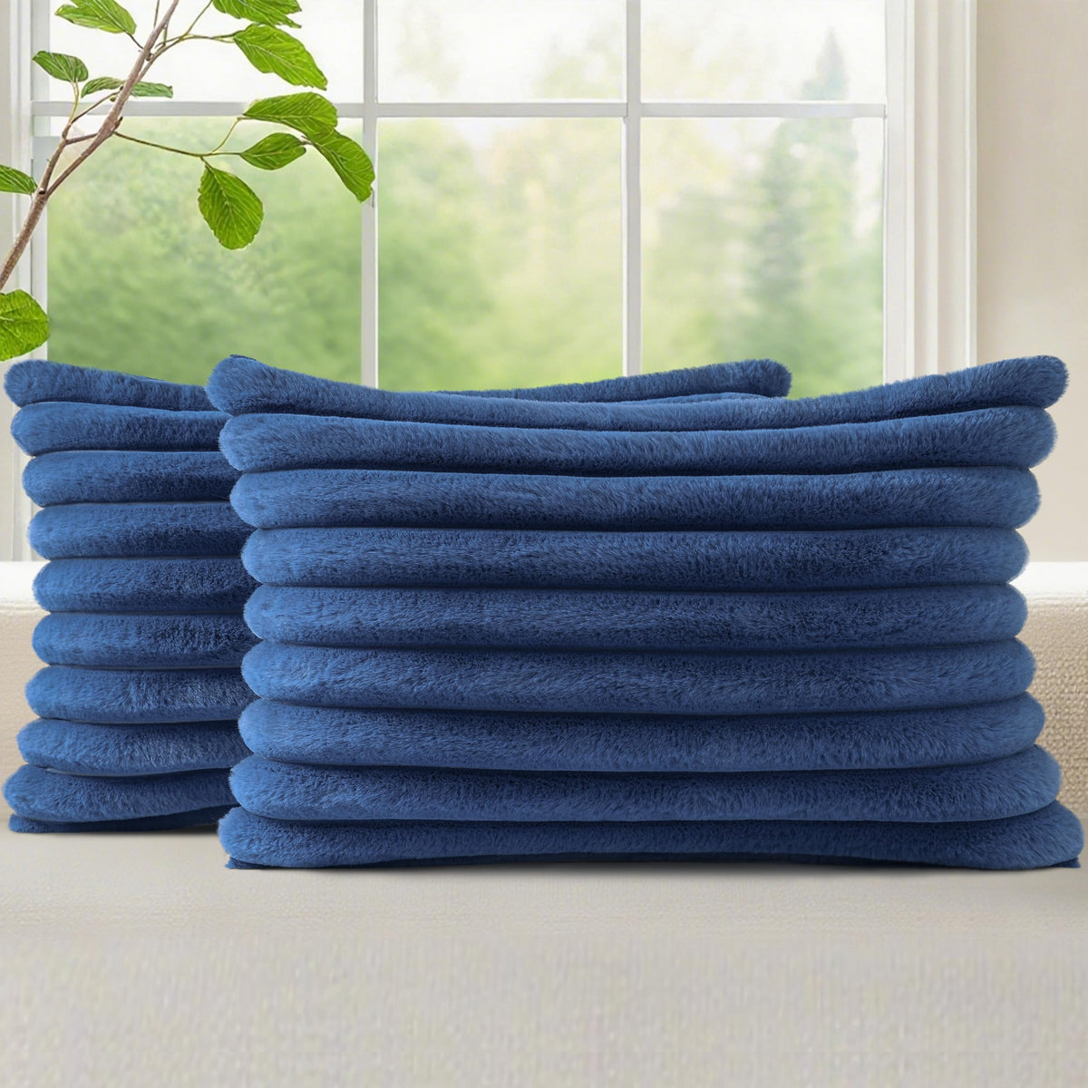 decorUhome Fall Faux Fur Throw Pillow Covers 18x18 Set of 2 Rust