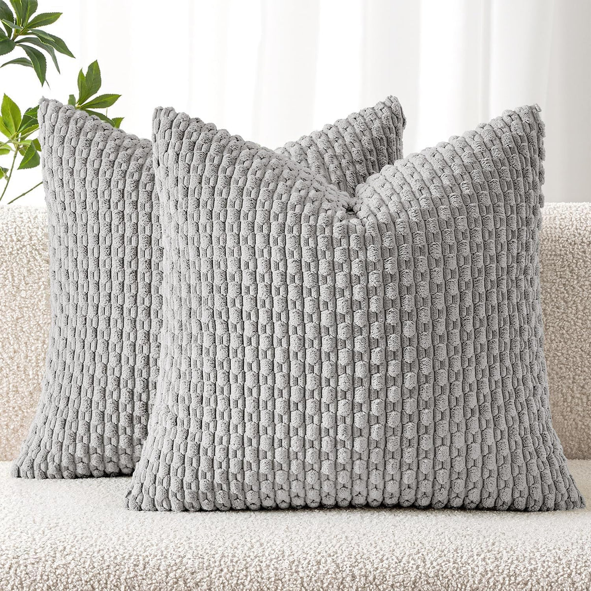 MIULEE Decorative Throw Pillow Covers 18x18 Sage Green Textured Corduroy