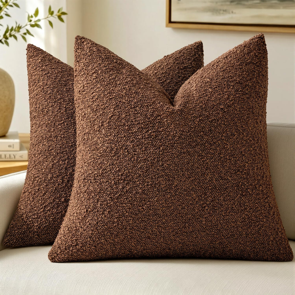 MIULEE 20x20 Decorative Boucle Couch Pillow Covers Beige