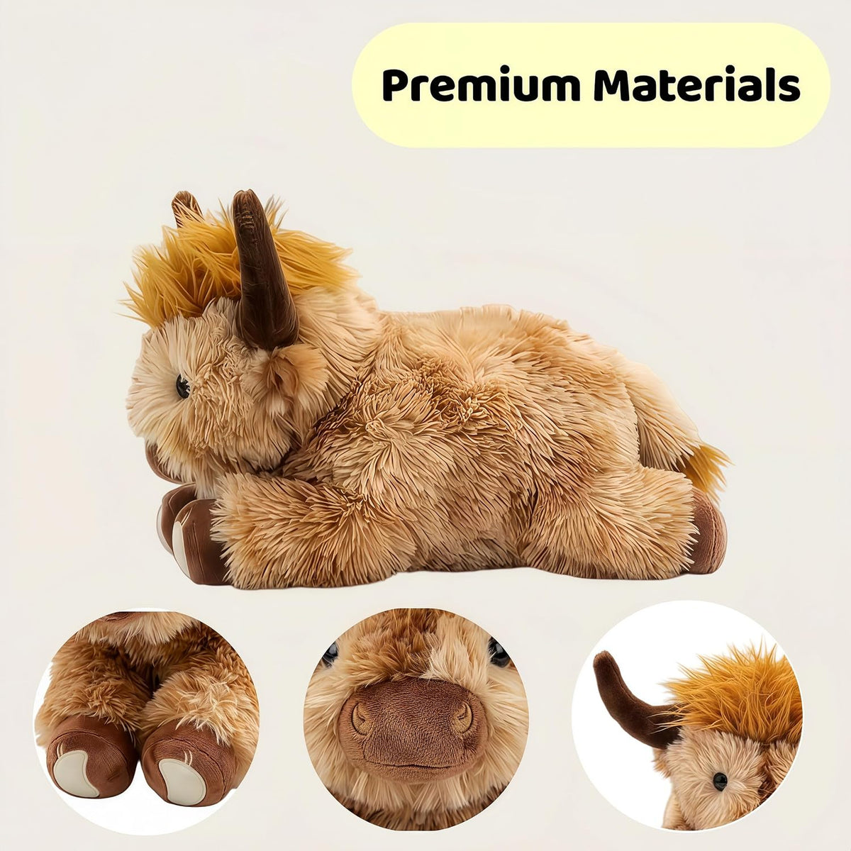 Highland Cow Weighted Stuffed Animal, 5 lbs Giant Plush Pillow Gift