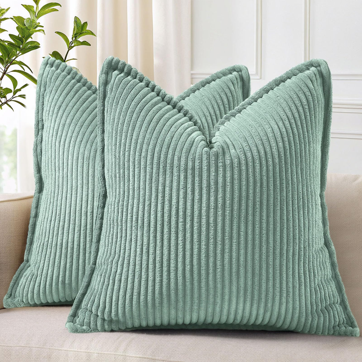 decorUhome Fall Corduroy Navy Blue Throw Pillow Covers 24x24 Set of 2