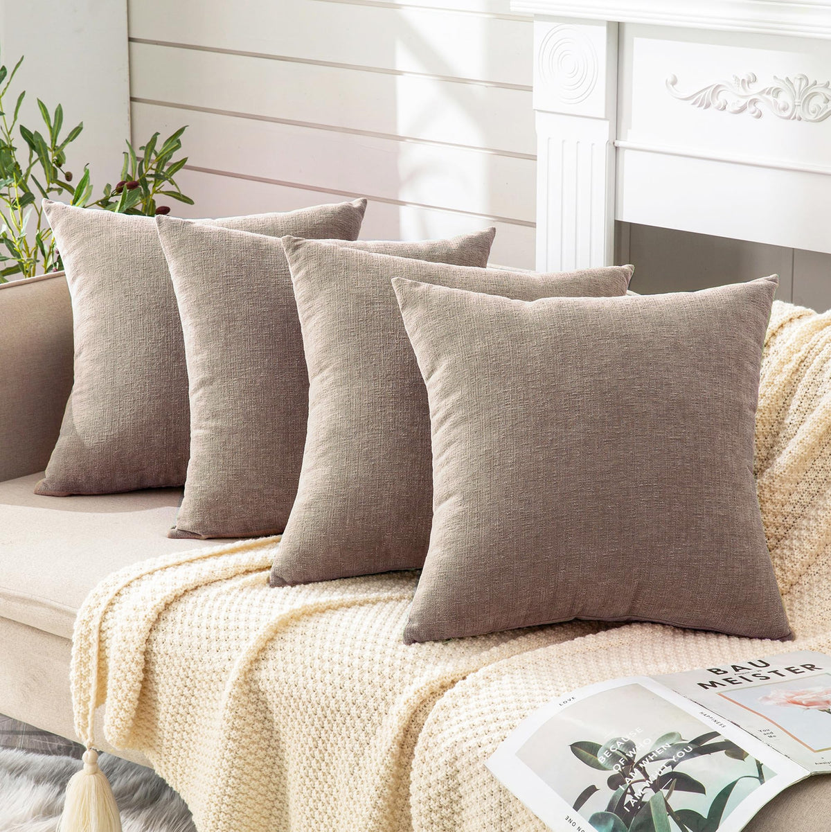 GAWAMAY Decorative Square Throw Pillow Covers 18"x18" Inch Set of 2, Super Soft Chenille Pillows Cover Fall Pillowcase for Living Room Bedroom Sofa Couch Cushion Cover Navy Blue 45x45cm (Only Covers)