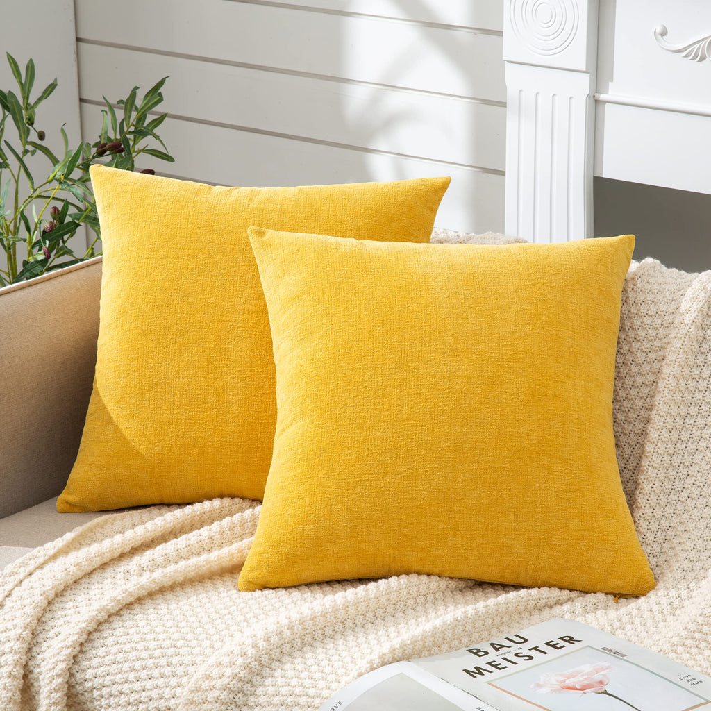 GAWAMAY Lumbar Support Pillow Decorative Rectangle Throw Pillow Covers 12"x20" Inch Set of 2, Soft Chenille Pillowcase for Living Room Bedroom Sofa Couch Cushion Cover Navy Blue 30x50cm (ONLY Covers)