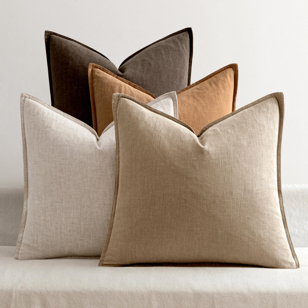MIULEE Neutral Boho Linen Decorative Pillow Covers 18x18 Inch Pack of 4