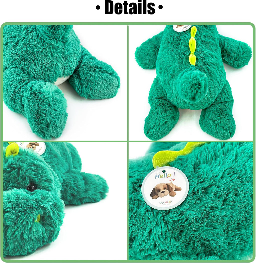 YOUBLEK 16" 2 Lb Green Dinosaur Weighted Stuffed Animals, Plush Pillow Toy
