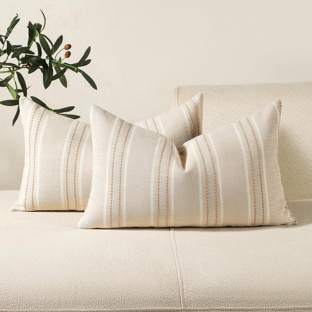 Hckot Decorative Throw Pillow Covers 20x20 Set of 2 Striped Pillow Covers