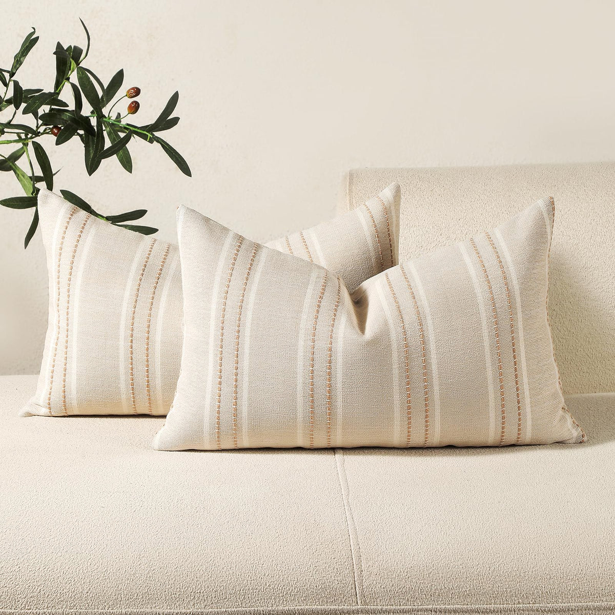 Hckot Decorative Throw Pillow Covers 20x20 Set of 2 Striped Pillow Covers