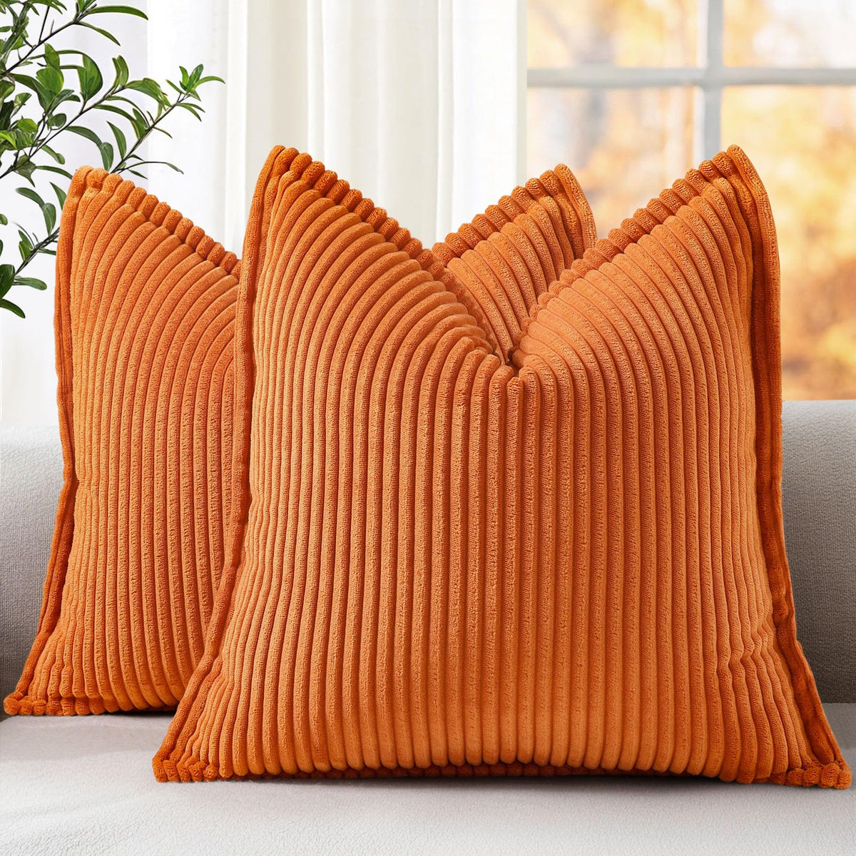 decorUhome Fall Corduroy Navy Blue Throw Pillow Covers 24x24 Set of 2