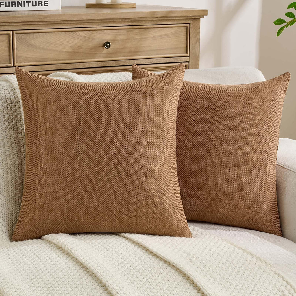 FUTEI Pack of 2 Chenille Throw Pillow Covers 18x18 Inch, Black