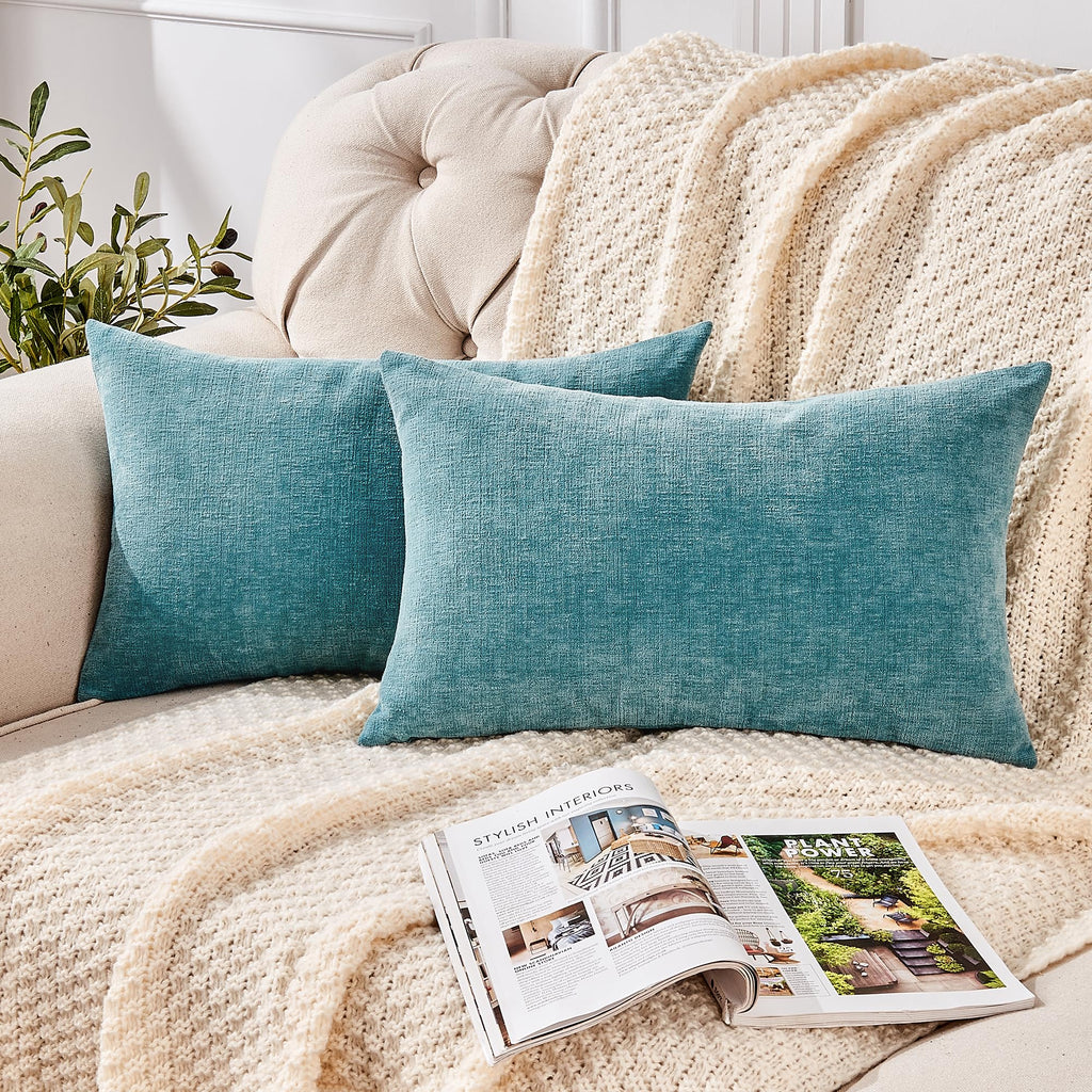 GAWAMAY Decorative Square Throw Pillow Covers 18"x18" Inch Set of 2, Super Soft Chenille Pillows Cover Fall Pillowcase for Living Room Bedroom Sofa Couch Cushion Cover Navy Blue 45x45cm (Only Covers)