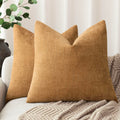 Foindtower Solid Textured Chenille Throw Pillow Covers 20x20 Inch,Taupe